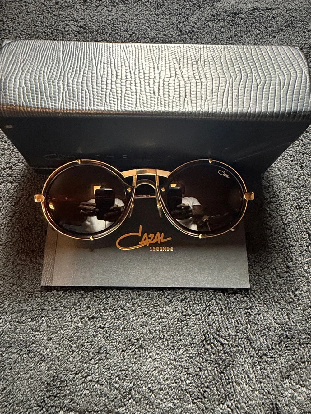 Cazal Round Gold Frame with Tortoise Accents and Brown Lenses